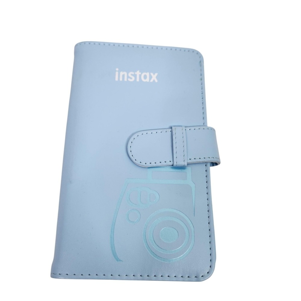 Instax Blue Faux Leather Slip-In Photo Album Wallet Instant Film Holder Pocket